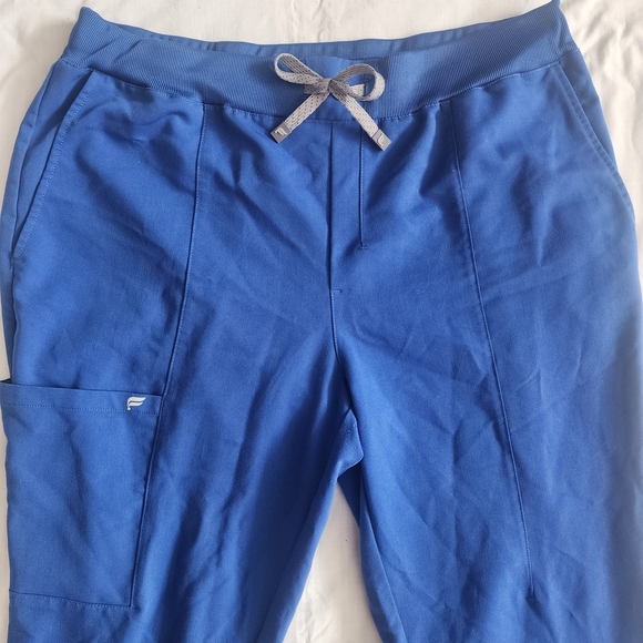 Fabletics Scrub Pants Womens Size L Royal Blue Cargo Pocket Drawstring - Picture 6 of 11